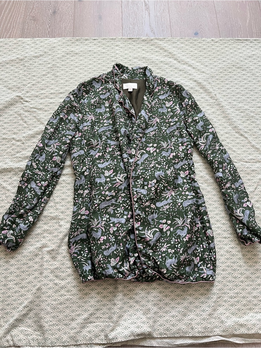 Silk Floral Green Women's Jacket